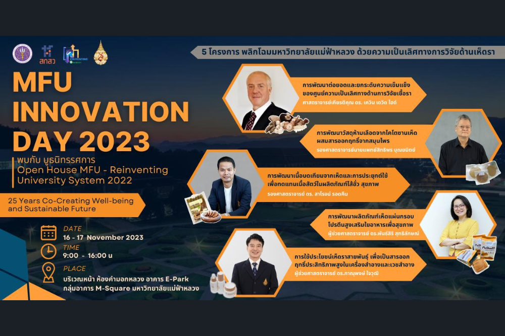 สำนักวิชาอุตสาหกรรมเกษตร ขอเชิญทุกท่านเข้าร่วมนิทรรศการ : Open House MFU-Reinventing University System ในวันที่ 16-17 พฤศจิกายน 2566